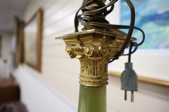 An ormolu and onyx corinthian column lamp